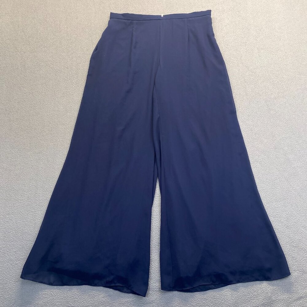 S.Levine Women‎ Zipper Pants Size Large Blue Stretch USA Made,Wide Leg